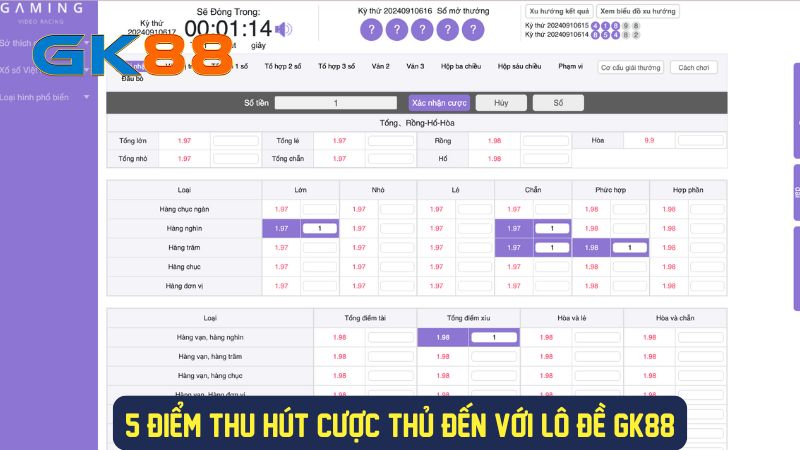 Xổ số trực tuyến GK88 rất hấp dẫn