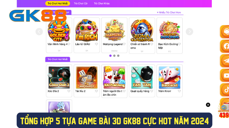 Top game bài đổi thưởng 3D hot